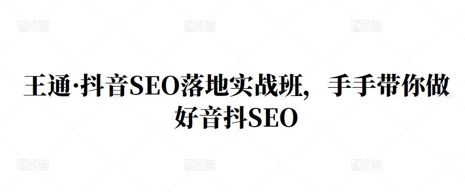 王通·抖音SEO落地实战班，手‬手带你做好音抖‬‬SEO