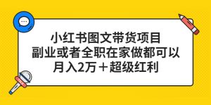 小红书图文带货项目，副业或者全职在家做都可以