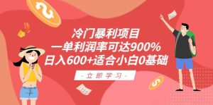 冷门暴利项目，一单利润率可达900%，日入600 适合小白0基础（教程 素材）