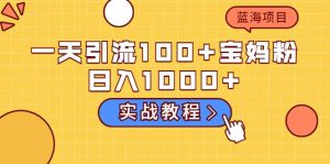 一天引流100 宝妈粉，日入1000 的蓝海项目（实战教程）