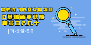 得物冷门收益实操项目教程，0基础新手就能单号日入几十，可批量操作【视频课程】