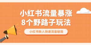 小红书流量-暴涨8个野路子玩法：小红书新人快速流量破局（8节课）