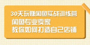 30天玩赚闲鱼实战训练营，闲鱼专业卖家教你如何打造自己店铺