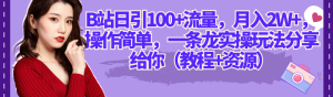 B站日引100 流量，月入2W ，操作简单，一条龙实操玩法分享给你（教程 资源）