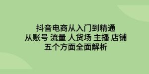 抖音电商从入门到精通，从账号 流量 人货场 主播 店铺五个方面全面解析