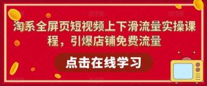 淘系-全屏页短视频上下滑流量实操课程，引爆店铺免费流量（87节视频课）