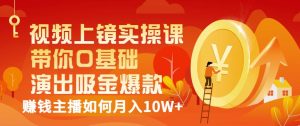 视频上镜实操课：带你0基础演出吸金爆款，赚钱主播如何月入10W