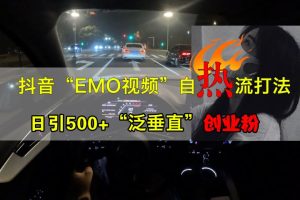 抖音EMO视频自热打法，日引500+创业粉“泛垂直”