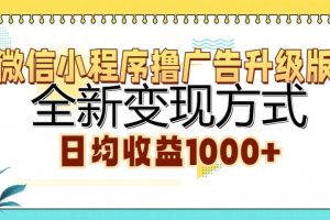 微信小程序撸广告升级版，全新变现方式，日均收益1000+