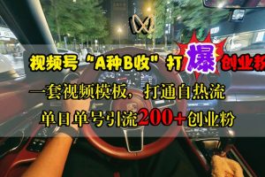 视频号“A种B收”打爆创业粉，单日单号引流200+创业粉，一套视频模板打通自热流