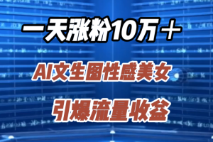 一天涨粉10万＋，AI文生图性感美女，引爆流量收益