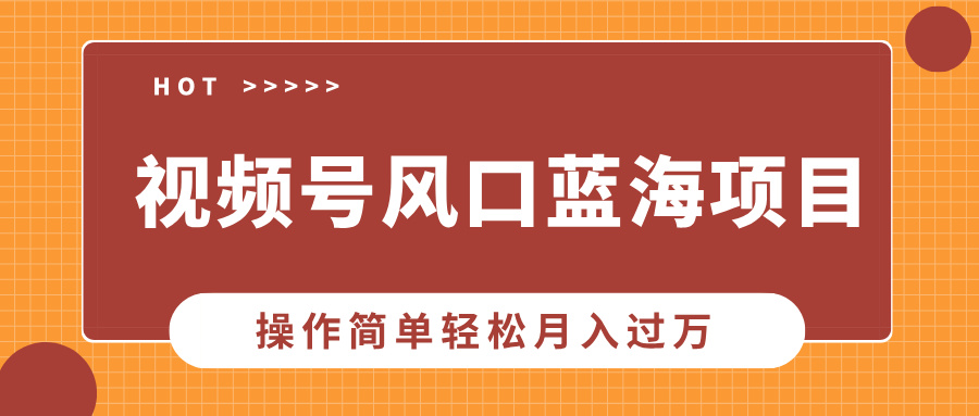 视频号风口蓝海项目，中老年人的流量密码，操作简单轻松月入过万